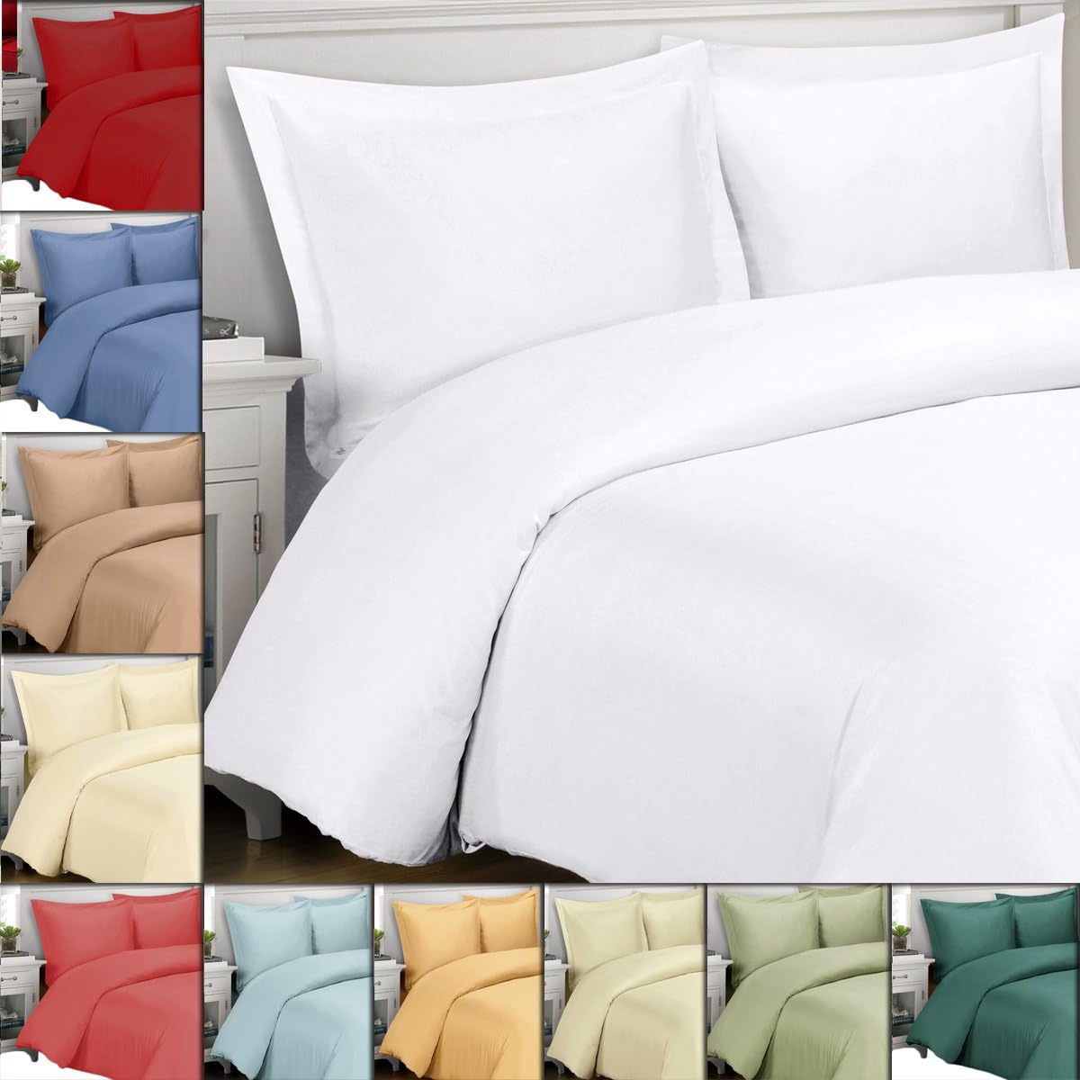 Royal Hotel Bedding Set – 100% Cool Duvet Covers, Viscose Made from Bamboo, Full/Queen Size (White)