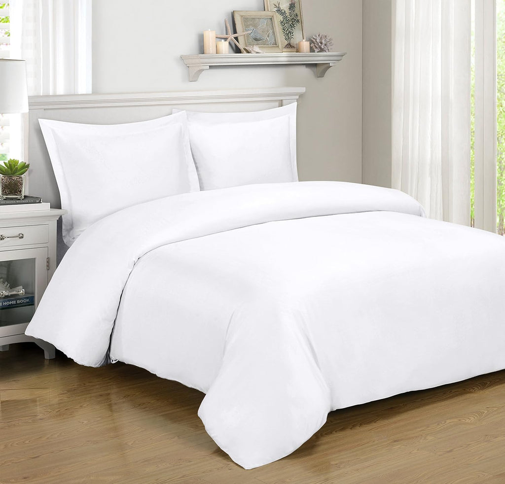 Royal Hotel Bedding Set – 100% Cool Duvet Covers, Viscose Made from Bamboo, Full/Queen Size (White)