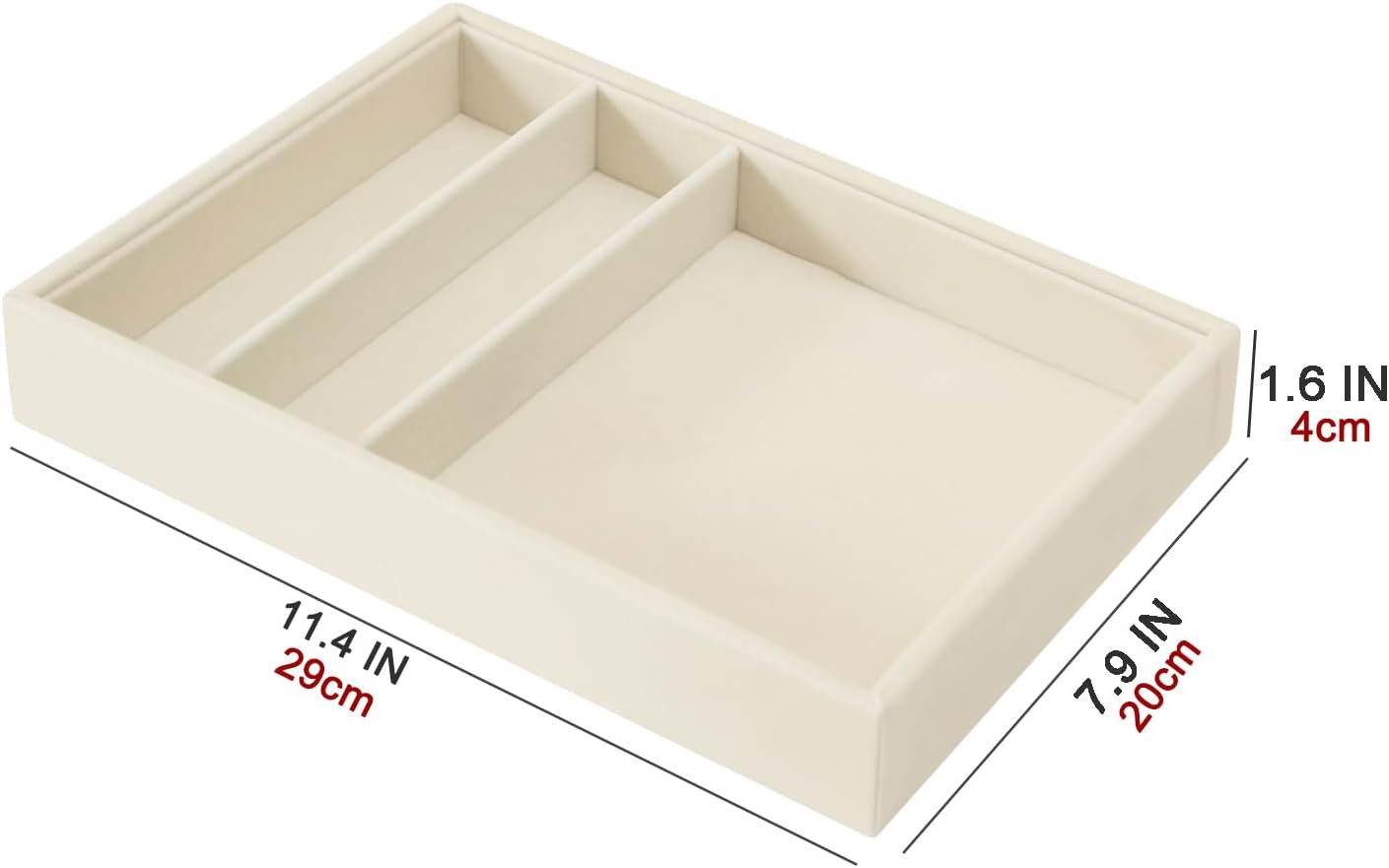 Bedside Organizer – Multi-Use Nightstand & Desktop Catchall Tray for Jewelry, Sunglasses, Phone, Watch, Perfume & Lipstick (Beige, 3-Grid)