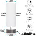 Touch Table Lamp – 3-Way Dimmable Modern Minimalist Accent Bedside Lamp with Cylinder Fabric Shade, Nightstand/Desk Lamp for Bedroom, Living Room & Kitchen, 9W LED Bulb Included