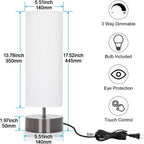 Touch Table Lamp – 3-Way Dimmable Modern Minimalist Accent Bedside Lamp with Cylinder Fabric Shade, Nightstand/Desk Lamp for Bedroom, Living Room & Kitchen, 9W LED Bulb Included