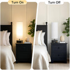 Touch Table Lamp – 3-Way Dimmable Modern Minimalist Accent Bedside Lamp with Cylinder Fabric Shade, Nightstand/Desk Lamp for Bedroom, Living Room & Kitchen, 9W LED Bulb Included