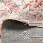 8x10 Area Rug – Vintage Machine Washable Low Pile Carpet, No-Shedding Area Rug for Living Room, Bedroom, Dining Room, Kitchen, Entryway, Hallway & Office (Brick/Pink)