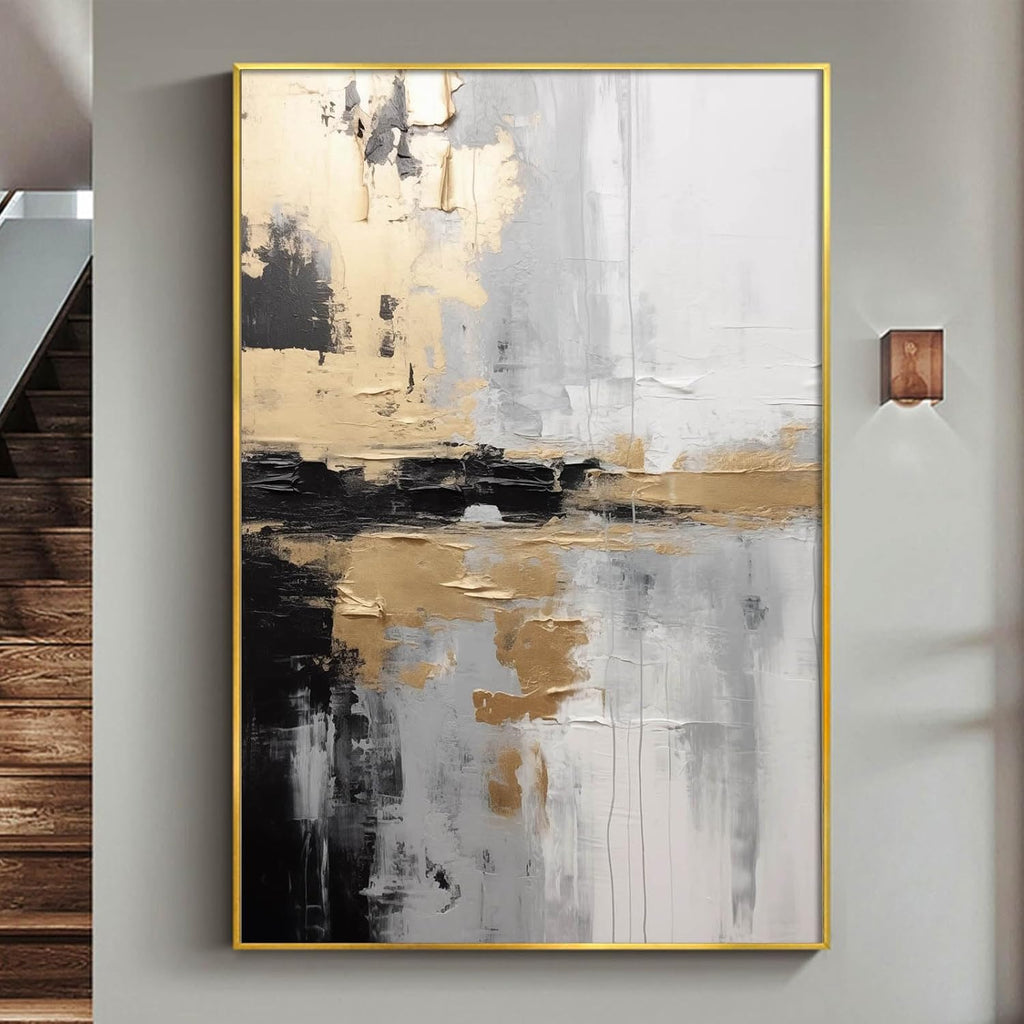 Modern Black & Gold Abstract Wall Art – 16x24 Inch, No Frame, Perfect for Living Room Décor