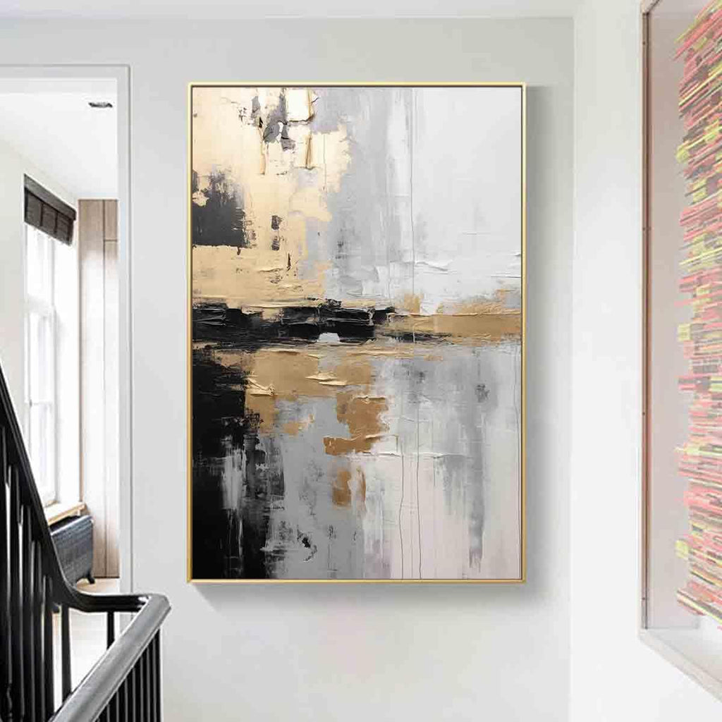 Modern Black & Gold Abstract Wall Art – 16x24 Inch, No Frame, Perfect for Living Room Décor