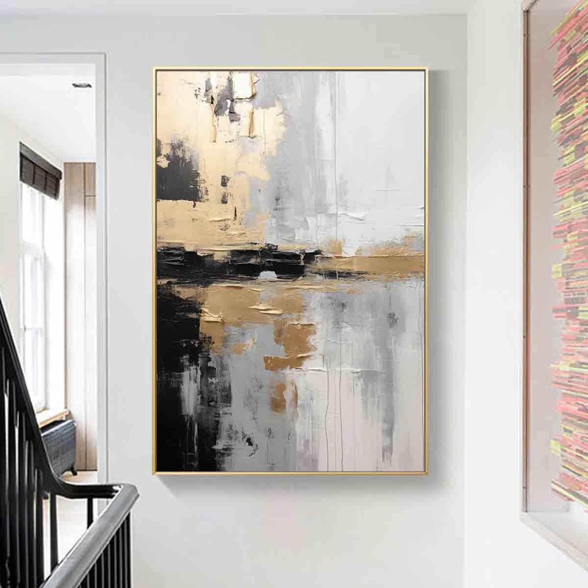 Modern Black & Gold Abstract Wall Art – 16x24 Inch, No Frame, Perfect for Living Room Décor