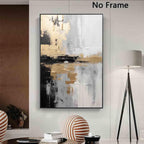 Modern Black & Gold Abstract Wall Art – 16x24 Inch, No Frame, Perfect for Living Room Décor
