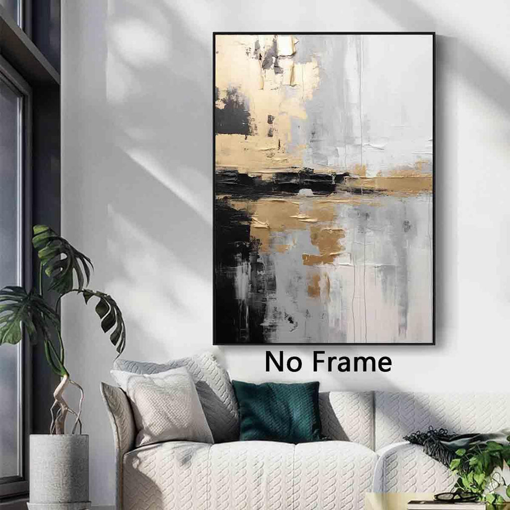 Modern Black & Gold Abstract Wall Art – 16x24 Inch, No Frame, Perfect for Living Room Décor