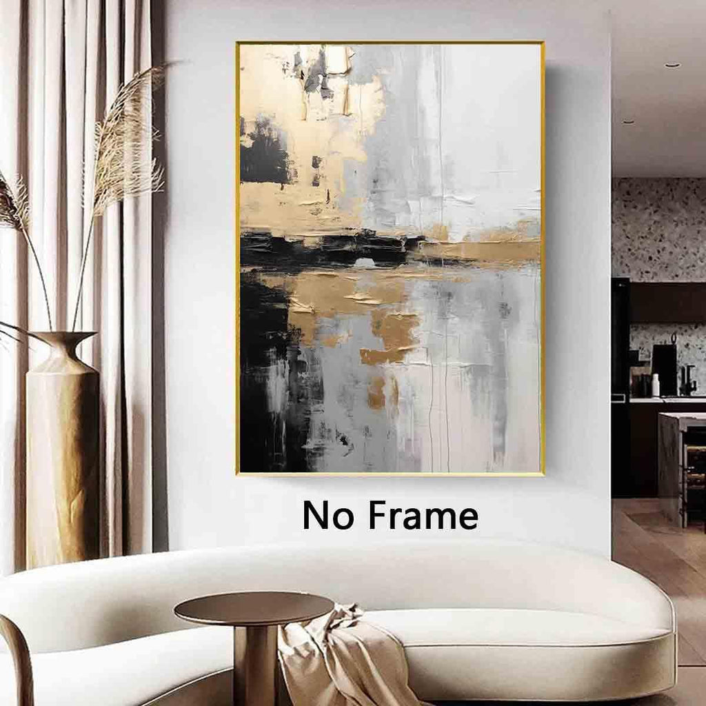 Modern Black & Gold Abstract Wall Art – 16x24 Inch, No Frame, Perfect for Living Room Décor