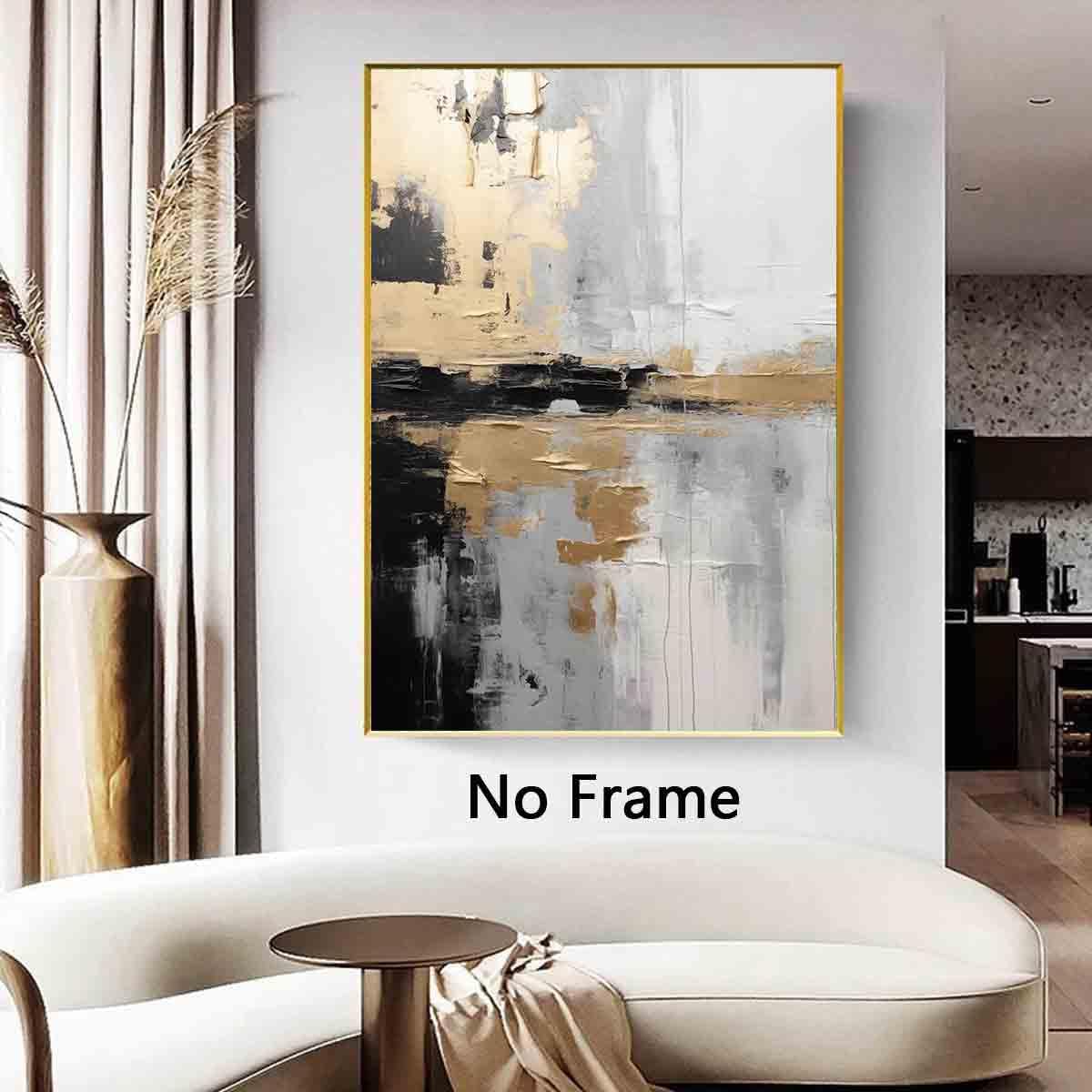 Modern Black & Gold Abstract Wall Art – 16x24 Inch, No Frame, Perfect for Living Room Décor
