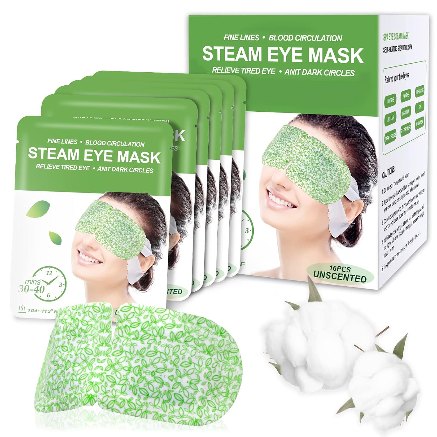 16 Packs Steam Eye Masks for Dry Eyes – Self-Heating Warm Compress for Fatigue & Puffiness Relief, Disposable Heated Eye Mask Travel Essentials, Spa Relaxation Set for Women, Unscented