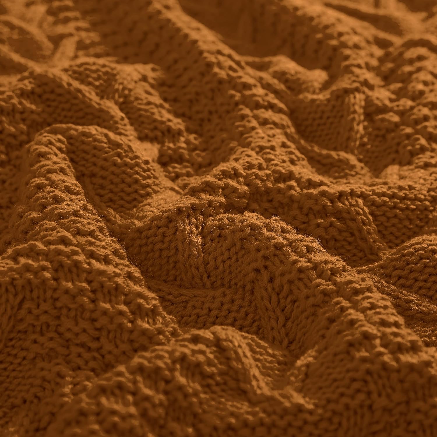 Aormenzy Knitted Throw Blanket (50" x 60") and 2 Pillow Covers (18" x 18") – 3-Piece Rust Brown Throw Blanket Set for Couch, Sofa, Bed & Living Room Décor